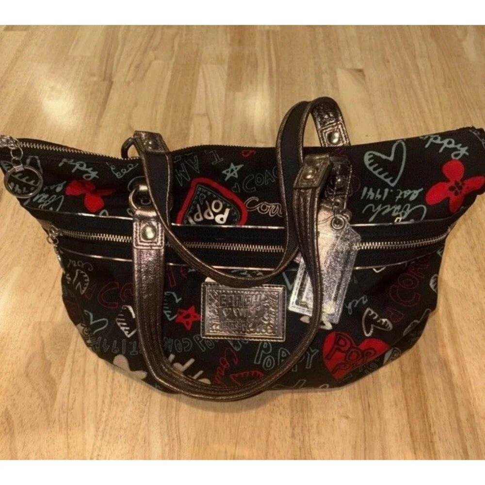Coach Poppy G1020-16052 Large Glam Tote W Graffiti Print Tote READ